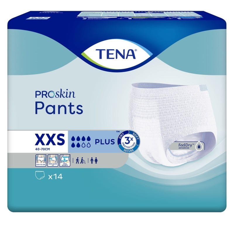 TENA® PANTS PLUS - 14 Pull-Up Protective Underwear - M Size XXS Packaging 1  pack of 14 units