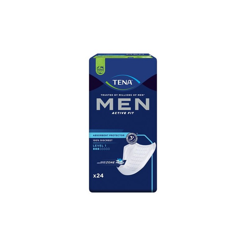 Tena Men Active Fit Level 1 - Box of 144 incontinence pads Packaging 6  packs of 24 units